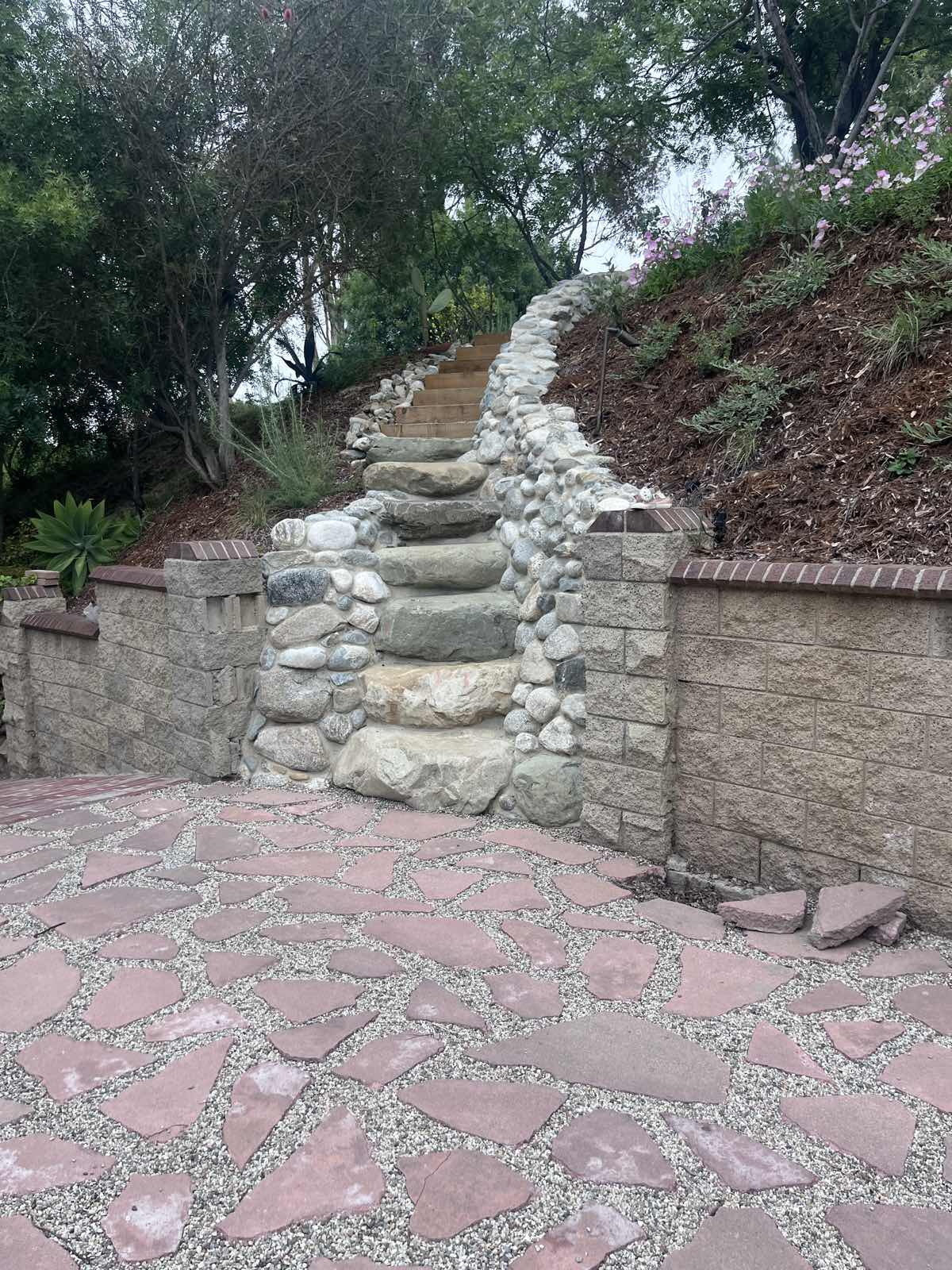 Boulder staircase and flagstone drive — Ojai, CA